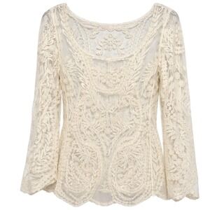 Everleigh Coquette Sheer Lace Mesh Top Womens Size XS Romantic Soft Girl Dainty